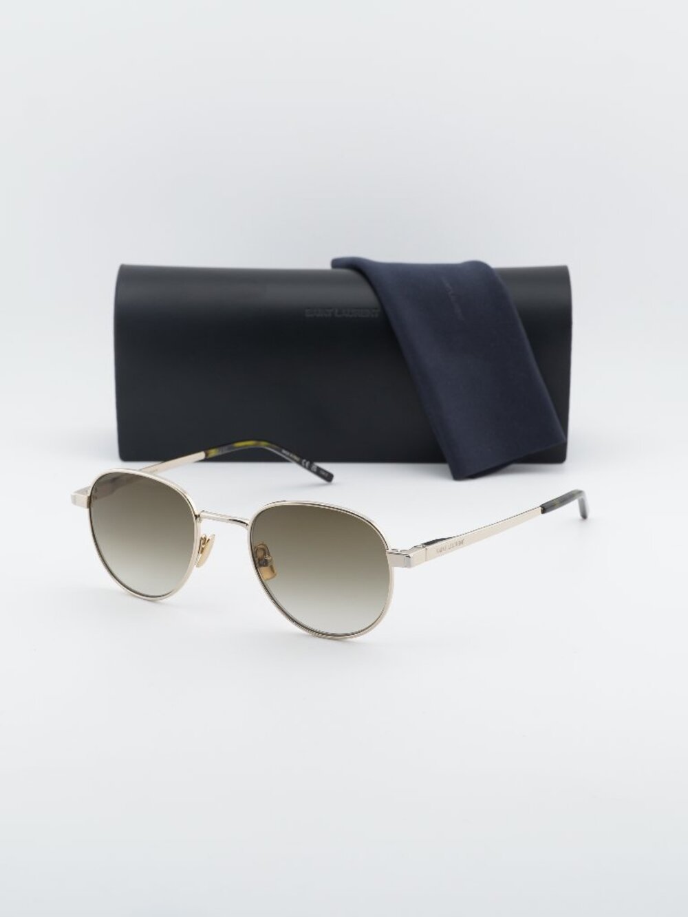 Saint Laurent SL555 003 Round Sunglasses - Gold / Brown
